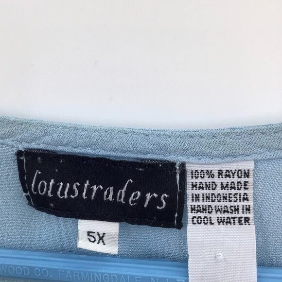 Handmade Lagenlook Mock Twinset Women's 5X Top Light Blue Sharkbite Hem Boho - Picture 11 of 14